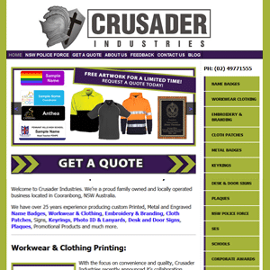 Crusader Industries Pty Ltd - Designed by Natalie Crowe Designs - Website Design & Business Mentoring Hunter Valley